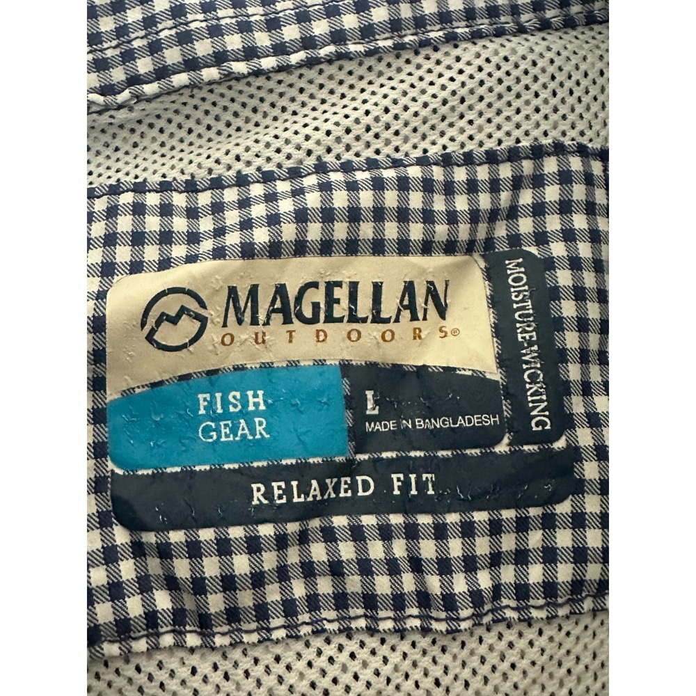 Magellan Outdoors Relaxed Fit Men's L Plaid Short Sleeve Shirt - Picture 4 of 7
